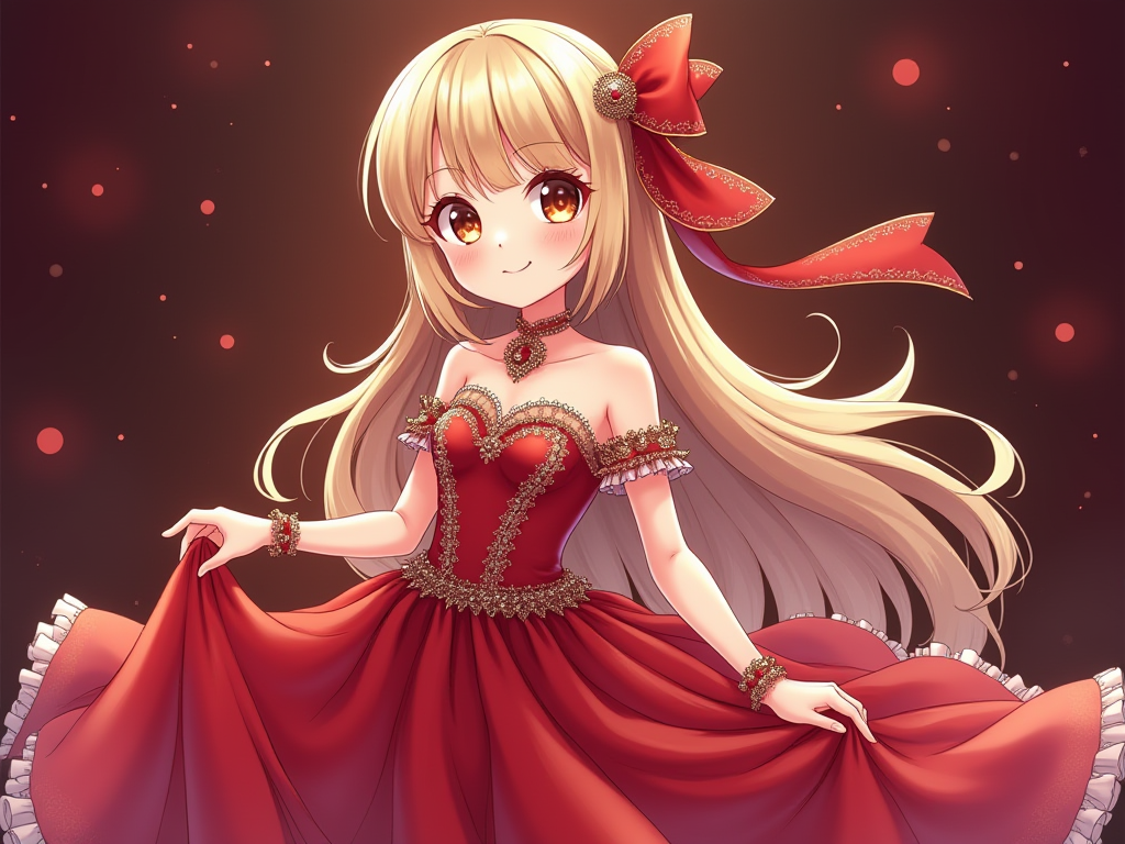 Loli girl in an elegant evening gown